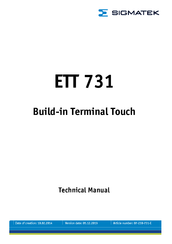 Sigmatek ETT 731 Technical Manual