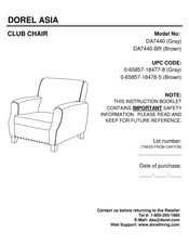Dorel Asia CLUB CHAIR DA7440-BR Instruction Booklet