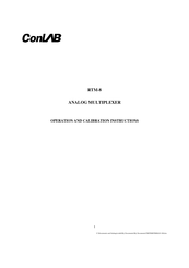 ConLAB RTM-8 Operation And Calibration Manual