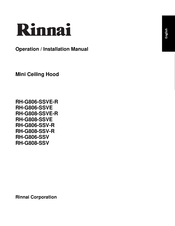 Rinnai RH-G808-SSVE Operation And Installation Manual