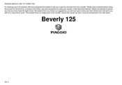 Piaggio Beverly 125 Maintenance Manual