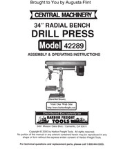 Central Machinery 42289 Assembly & Operating Instructions