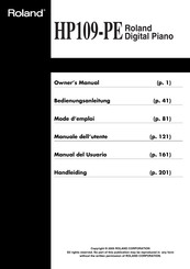 Roland HPE109-PE Owner's Manual