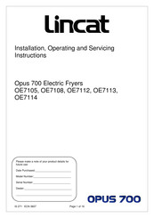 Lincat OE7112 Installation, Operating And Servicing Instructions
