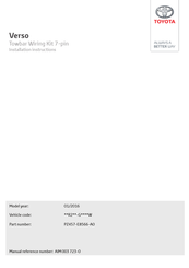 Toyota Verso PZ457-E8566-A0 Installation Instructions Manual