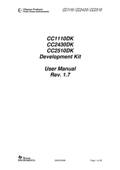 Texas Instruments Chipcon Products CC1110DK User Manual