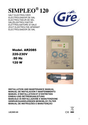 GRE SIMPLEO 120 AR2085 Installation And Maintenance Manual