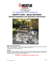 Heatlie Barbecues SNAPPY KING RB1000SS General Installation And Operation Instructions