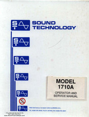 Sound Technology 1710A Operator's And Service Manual