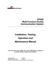 Cooper Notification SP40SE-D Installation, Testing, Operation And Maintenance Manual