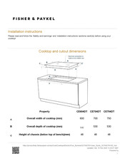 Fisher & Paykel CE604DT Installation Instructions Manual