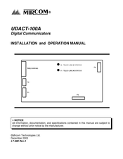 Mircom UDACT-100A Installation And Operation Manual