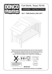 Donco kids WIN SHACK LOW LOFT 2017 Assembly Instructions Manual