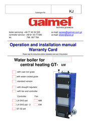 Galmet KWR-22 Operation And Installation Manual, Warranty Card