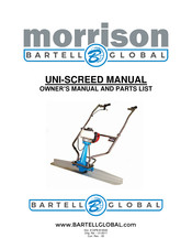 Bartell Global Morrison UNI-SCREED Owner's Manual And Parts List