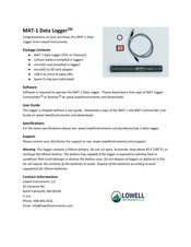Lowell MAT-1 Data Logger Quick Manual