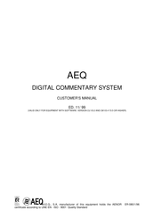 AEQ DIGITAL COMMENTARY UNIT Customer's Manual