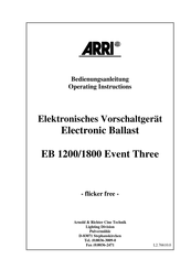 ARRI EB 1800 Event Three Operating Instructions Manual