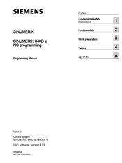 Siemens SINUMERIK 840D sl Programming Manual