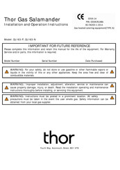 THOR Salamander GL163-P Installation And Operation Instructions Manual