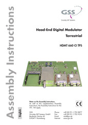GSS HDMT 660 CI TPS Assembly Instructions Manual