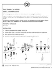 Signature Hardware RYLE ROMAN TUB FAUCET Installation Instructions