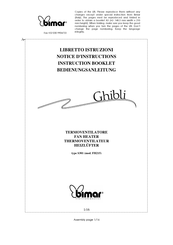 Bimar Ghibli FH215 Instruction Booklet
