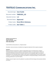 Tektelic Communications Kona Micro Gateway Series User Manual
