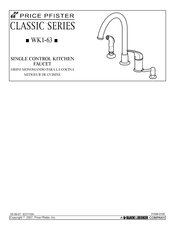 Black & Decker Price Pfister Classic WK1-63 Manual