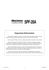 Horizon Fitness SPF-20A Manual