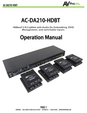 AVPro Edge AC-DA210-HDBT Operation Manual