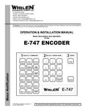 Whelen Engineering Company E-747 Operation & Installation Manual