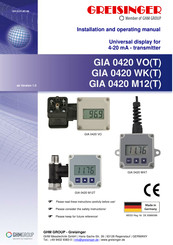 GREISINGER GIA 0420 M12 Installation And Operating Manual