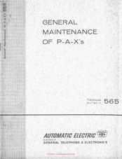 General Telephone & Electronics Automatic Electric P-A-X Maintenance Manual