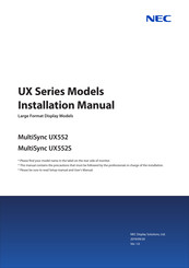 NEC MultiSync UX552 Installation Manual