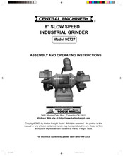 Central Machinery 90727 Assembly And Operating Instructions Manual