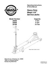 Omega Lift Equipment Magic Lift 25048 Operating Instructions & Parts Manual