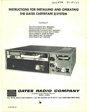 Gates CARTRITAPE II Instructions For Installing And Operating