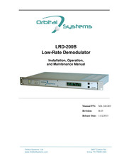 Orbital Systems LRD-200B Installation, Operation And Maintenance Manual
