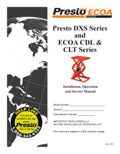 Presto Lifts ECOA DXS Series Installation, Operation And Service Manual