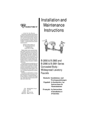 T&S B-2990 Series Installation And Maintenance Instructions Manual