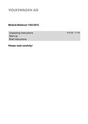 AVL DITEST VAS 6910 Unpacking Instructions, Start-Up, Brief Instructions