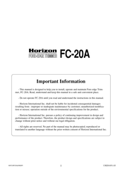 Horizon Fitness FC-20A Manual