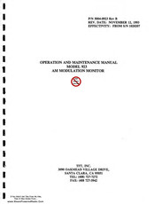 TFT 923 Operation And Maintenance Manual