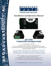 Broadcast Tools DTE-16 Plus Installation And Operation Manual