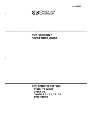 Control Data Corporation CYBER 70 Series Operator's Manual