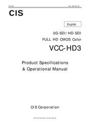 CIS VCC-HD3 Product Specification & Operational Manual