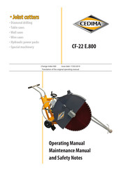 Cedima CF-22 E.800 Operating, Manual Maintenance Manual And Safety Notes