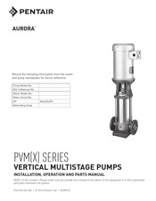 Pentair PVMX1 Installation, Operation, And Parts Manual