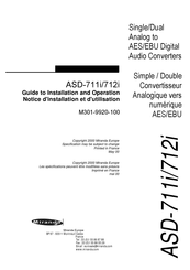 Miranda ASD-711i Manual To Installation And Operation